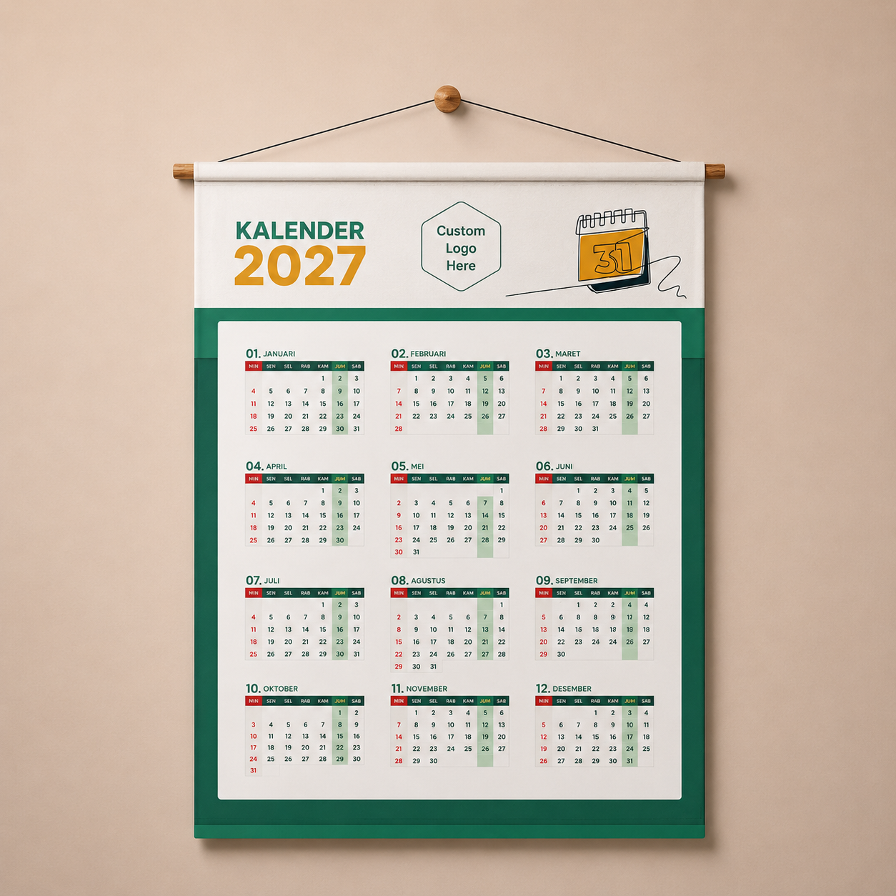 Kalender Dinding Kain