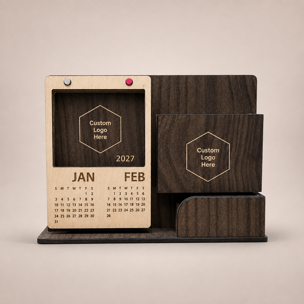 Kalender Meja kayu Premium Modular
