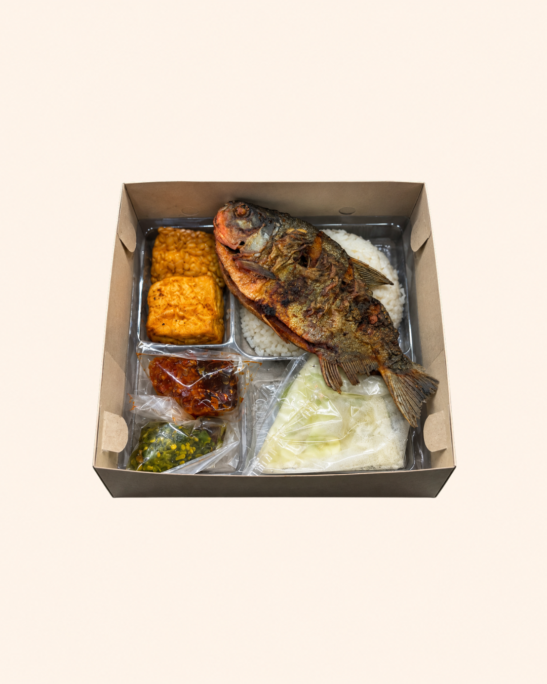 Paket Nasi Ikan Bawal Goreng