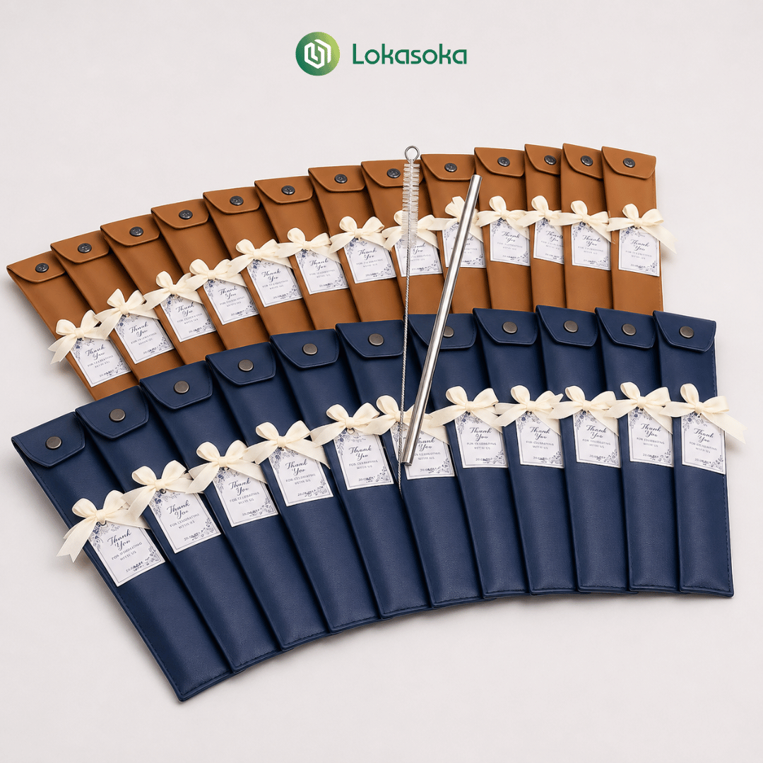 Set Makan Stainless 3in1 Pouch Leather